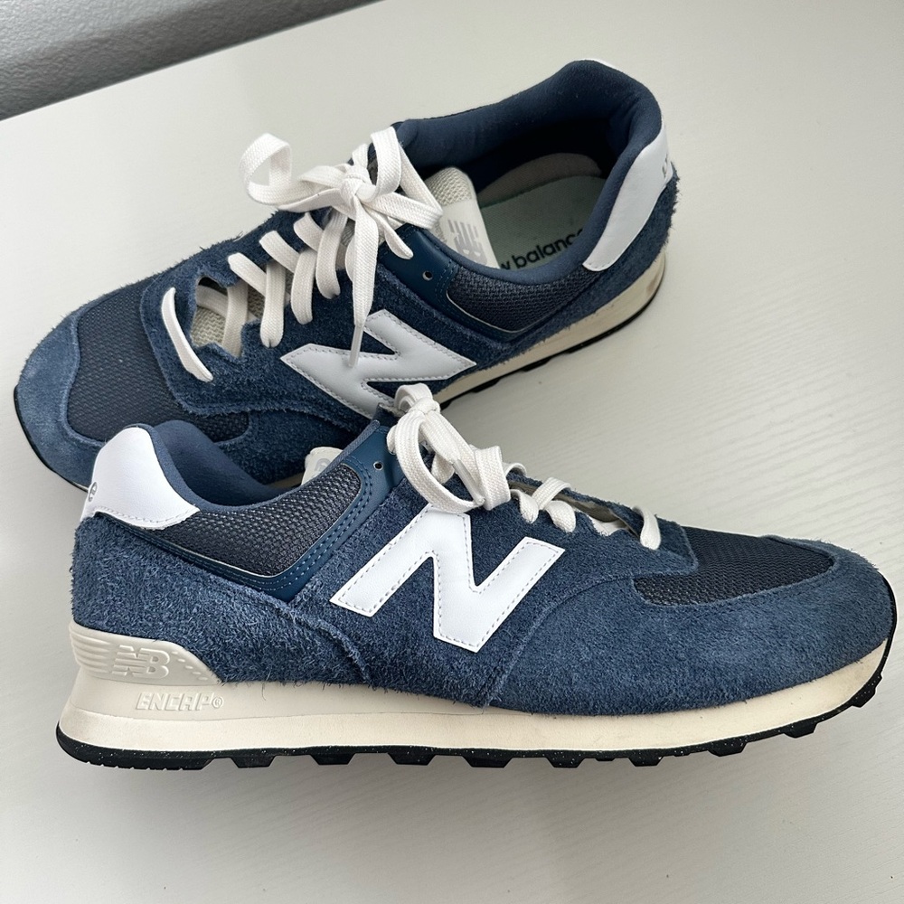 New Balance Men's Navy and White Sneakers